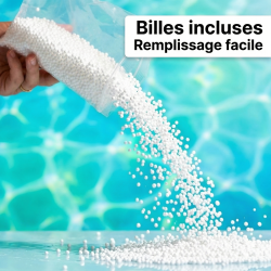 Soo Santaï Coussin piscine flottant 45x45 cm bleu – billes incluses (à remplir) – intérieur / extérieur (SCF4545-4-SET)