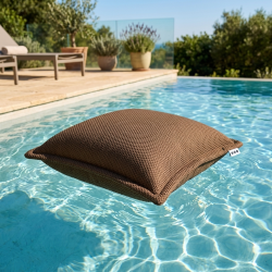 Soo Santaï Coussin piscine flottant 45x45 cm brun – billes incluses (à remplir) – intérieur / extérieur (SCF4545-5-SET)