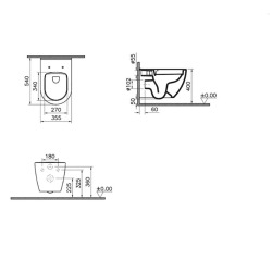 WC sans bride S60, fixations invisibles + Abattant softclose, Blanc (7510-003-6288)