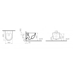 SENTO Cuvette compacte sans bride 49,5cm + abattant ultra-fin avec frein de chute (SentoCompactRimless)