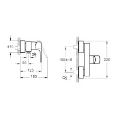 Mitigeur de douche VitrA Root Round sans kit de douche 150 mm chrome A42726