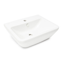 Integra 55x45x19 cm lavabo suspendu en céramique, trou pour robinetterie au milieu, avec trop-plein, blanc (7049-003-0001)