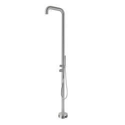 Douche extérieure en acier inoxydable 316 L, eau chaude et froide, douchette à main, acier brossé (TS1013)