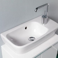 Shift lavabo en céramique à poser sur plan, trou pour la robinetterie à droite, blanc (7070-003-0921)