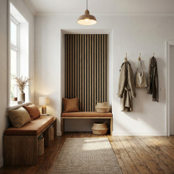 Panneau mural acoustique 60x120 cm en MDF sur feutre polyester, décor chêne noir, 0,72 m2 (SATAKUPANWAT612)