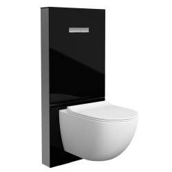 Vitrus bâti-support design pour WC suspendus avec plaque de commande, verre de sécurité, noir (870-5761-01)