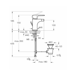 Root Round mitigeur de bidet à levier avec vidage, chrome (A42724EXP)