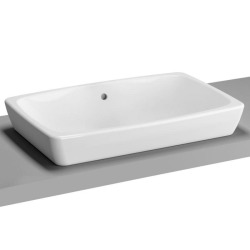 Metropole 60x40x16 cm lavabo en céramique à poser sur plan, sans trou de robinetterie, sans siphon, blanc (5668-003-0012)