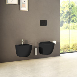 Sento bidet suspendu en céramique, fixations invisibles, arrivée d'eau interne, noir mat (RN020BL)
