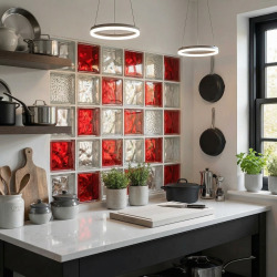 Luxfera brique de verre 19x19x8 cm, rouge transparent brillant (1908WREBR)