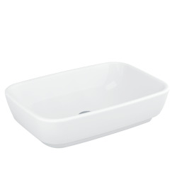 Shit 55x37,5 cm lavabo en céramique à poser sur plan, sans trop-plein, sans trou de robinetterie, blanc (4399-003-0016)