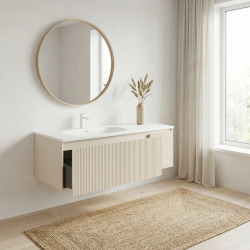 Austen meuble de salle de bain 120x35x52 cm + vasque à poser en marbre coulé, beige (AUSTEN120BG)
