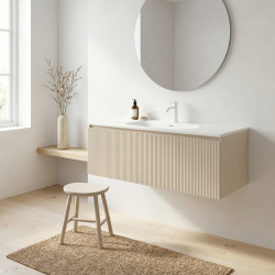 Austen meuble de salle de bain 120x35x52 cm + vasque à poser en marbre coulé, beige (AUSTEN120BG)