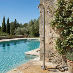 Douche extérieure en acier inoxydable 316 L, eau chaude et froide, acier brossé (TS1002)