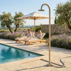 Douche extérieure en acier inoxydable 316 L, eau chaude et froide, acier brossé (TS1007)