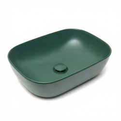 Set Vasque Infinitio à poser 45,5x32,5 cm + Bonde, Vert foncé (SATINF4532DGEM-SET_BP)