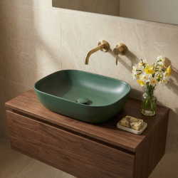 Set Vasque Infinitio à poser 45,5x32,5 cm + Bonde, Vert foncé (SATINF4532DGEM-SET_BP)