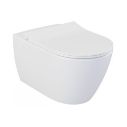 Bello Ensemble Cuvette suspendue sans bride + Abattant frein de chute, Blanc (BelloRimless)