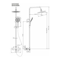 Basic ensemble de douche avec mitigeur thermostatique, douche de tête, douchette à main, noir mat (SATSSTKEBC)