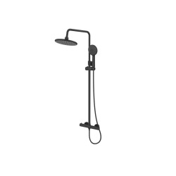 Basic ensemble de douche avec mitigeur thermostatique, douche de tête, douchette à main, chrome (SATSSTKEB)