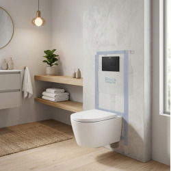 Pack WC bâti-support + WC suspendu sans bride Swiss Aqua Technologies avec abattant SoftClose + plaque (ROSTBRWR01-FR)