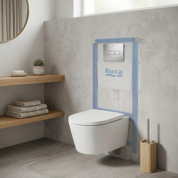 Pack WC bâti-support + WC suspendu sans bride Swiss Aqua Technologies avec abattant SoftClose + plaque (ROSTBRWR01-FR)