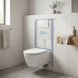 Pack WC bâti-support + WC suspendu sans bride Swiss Aqua Technologies avec abattant SoftClose + plaque (ROSTBRWR01-FR)