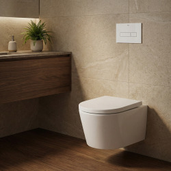 Pack WC bâti-support + WC suspendu sans bride Swiss Aqua Technologies avec abattant SoftClose + plaque (ROSTBRWR01-FR)