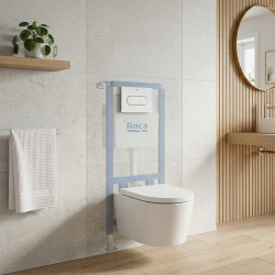 Pack WC bâti-support + WC suspendu sans bride Swiss Aqua Technologies avec abattant SoftClose + plaque (ROSTBRWR01-FR)