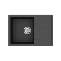 62x44 cm évier avec égouttoir réversible en Granite, à encastrer, noir + mitigeur lavabo/cuisine Grohe Start (SATSE2BG431)