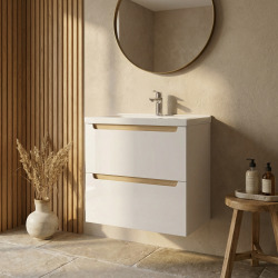Meuble de salle de bain suspendu 60x60x45 cm avec lavabo blanc Stilla Naturel (STILLAD06056U3)