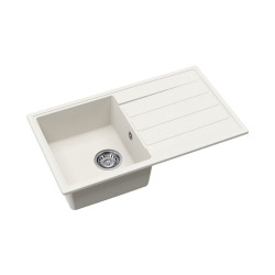 76x44 cm évier avec égouttoir réversible en Granite, à encastrer, blanc + mitigeur lavabo/cuisine Grohe StartEdge (SATSE3WG313)