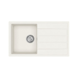 76x44 cm évier avec égouttoir réversible en Granite, à encastrer, blanc + mitigeur lavabo/cuisine Grohe Start (SATSE3WG303)
