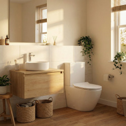 WC à poser sans bride en céramique + abattant SoftClose + réservoir de chasse, alimentation par le bas, blanc (CEPX030RREXVPBI)