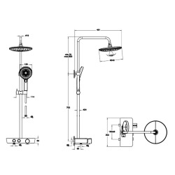 Colonne de douche thermostatique ronde AQUACONTROL CHARM 240 2F avec étagère intégrée, chrome (A47203EXP)