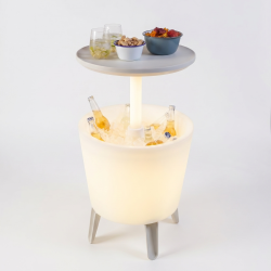 Cool bar lumineux Glacière lumineuse LED, avec table rétractable, 57x 50 x 50 cm, blanc (231366)Cool bar lumineux