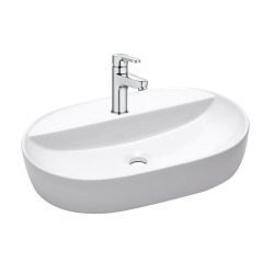 Infinitio 60x40x12,5 cm vasque à poser en céramique, sans trop-plein, blanc + mitigeur lavabo Roca Arola (A5A326SATINF6040)