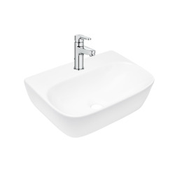 Brevis 43x30x13 cm lavabo suspendu en céramique, sans trop-plein, blanc + mitigeur lavabo Roca Arola (A5A306SATBRE4330R)