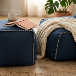 Fauteuil poire intérieur avec repose pieds 90x60x85/45x60x35 cm SANS billes Bleu jeans (BINDR9080-1)