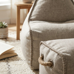 Buddy's Rest Sunproof fauteuil poire + repose pieds 90x60x85/45x60x35cm intérieur & extérieur, résistant au soleil, Beige