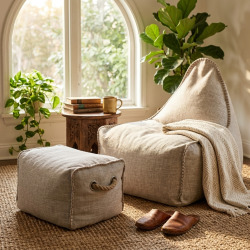 Buddy's Rest Sunproof fauteuil poire + repose pieds 90x60x85/45x60x35cm intérieur & extérieur, résistant au soleil, Beige