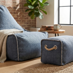 Buddy's Rest Sunproof fauteuil poire + repose pieds 90x60x85/45x60x35cm intérieur & extérieur, résistant au soleil, Gris foncé