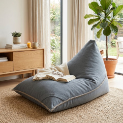 Fauteuil poire intérieur 140x120x90 cm déhoussable avec poignées et surpiqûres SANS billes Gris (LBIN140120-2)