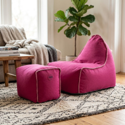 Fauteuil poire enfant avec repose pieds 75x60x65/45x60x35 cm SANS billes Rose (MBINDR3260-3)