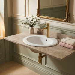 Lavabo à encastrer avec trou de robinetterie central, 51 x 45,5 x 18 cm, céramique blanche brillante, Multi Eur (1791NEW)