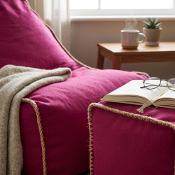 Fauteuil poire enfant avec repose pieds 75x60x65/45x60x35 cm AVEC billes Rose (MBINDR3260-3-SET)