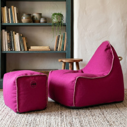 Fauteuil poire enfant avec repose pieds 75x60x65/45x60x35 cm AVEC billes Rose (MBINDR3260-3-SET)