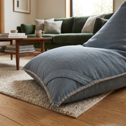 Fauteuil poire intérieur 140x120x90 cm déhoussable avec poignées et surpiqûres AVEC billes Gris (LBIN140120-2-SET)
