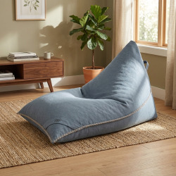 Fauteuil poire intérieur 140x120x90 cm déhoussable avec poignées et surpiqûres AVEC billes Gris (LBIN140120-2-SET)
