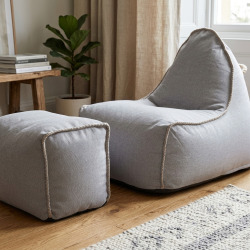 Fauteuil poire enfant avec repose pieds 75x60x65/45x60x35 cm AVEC billes Gris (MBINDR3260-2-SET)